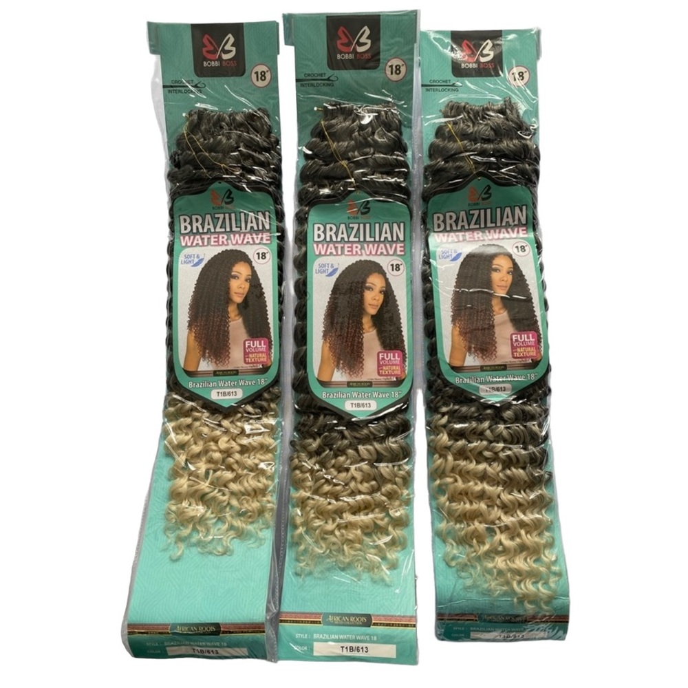 Bobbi Boss African Roots Braid Collection Crochet Brazilian Water Wave 18” 3Pack